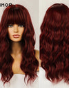Emmor Synthetic Wigs Natural Ombre, Brown Wavy Hair Wig for Women Heat Resistant Fiber