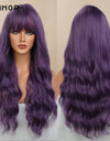 Emmor Synthetic Wigs Natural Ombre, Brown Wavy Hair Wig for Women Heat Resistant Fiber