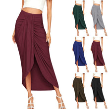 Load image into Gallery viewer, Casual Slit Wrap Asymmetrical Maxi Draped Solid Skirt
