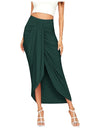 Casual Slit Wrap Asymmetrical Maxi Draped Solid Skirt