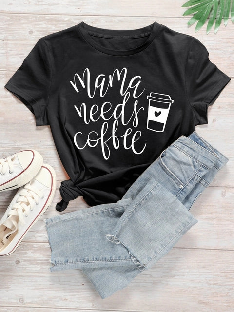 I Love Coffee Letters Graphic Printed Women T-shirt