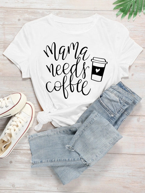 I Love Coffee Letters Graphic Printed Women T-shirt
