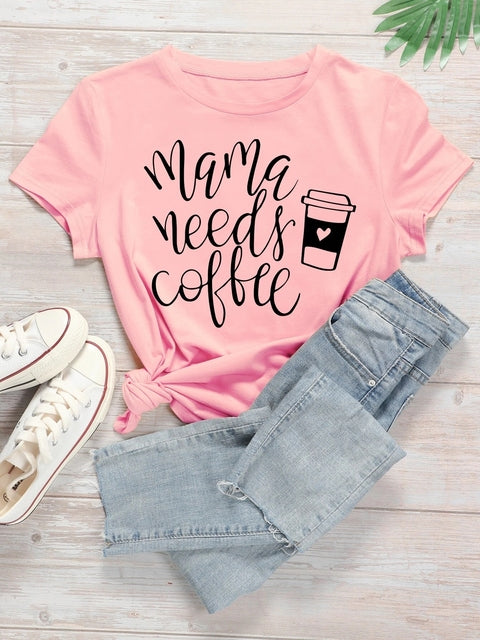 I Love Coffee Letters Graphic Printed Women T-shirt