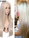 Long Straight Synthetic Wigs for Women Middle Part Pink Color Ombre Brown