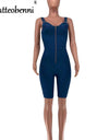 One Piece Adjustable Spaghetti Strap Denim Jumpsuit