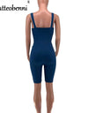 One Piece Adjustable Spaghetti Strap Denim Jumpsuit