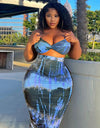 Two Piece Short Backless Strapless Crop Top and High Waist Skinny Knee-length Skirt