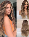 Long, Wavy Natural Synthetic Wig Ombre, Blonde & Brown