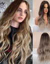 Long, Wavy Natural Synthetic Wig Ombre, Blonde & Brown