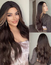 Long, Wavy Natural Synthetic Wig Ombre, Blonde & Brown