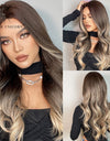 Long, Wavy Natural Synthetic Wig Ombre, Blonde & Brown