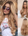Long, Wavy Natural Synthetic Wig Ombre, Blonde & Brown