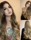 Long, Wavy Natural Synthetic Wig Ombre, Blonde & Brown