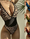 Leopard V Neck Backless Bikini