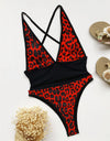 Leopard V Neck Backless Bikini