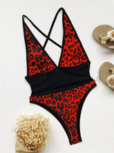 Load image into Gallery viewer, Leopard V Neck Backless Bikini
