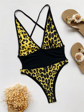 Load image into Gallery viewer, Leopard V Neck Backless Bikini
