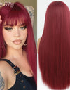 Heat Resistant Natural Hair Long Straight Wig With Bangs