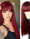 Heat Resistant Natural Hair Long Straight Wig With Bangs