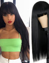Heat Resistant Natural Hair Long Straight Wig With Bangs