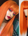 Heat Resistant Natural Hair Long Straight Wig With Bangs