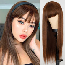 Load image into Gallery viewer, Heat Resistant Natural Hair Long Straight Wig With Bangs
