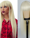 Heat Resistant Natural Hair Long Straight Wig With Bangs