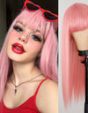 Heat Resistant Natural Hair Long Straight Wig With Bangs