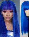 Heat Resistant Natural Hair Long Straight Wig With Bangs