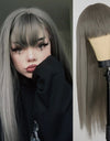 Heat Resistant Natural Hair Long Straight Wig With Bangs