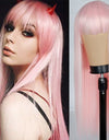 Heat Resistant Natural Hair Long Straight Wig With Bangs