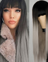 Heat Resistant Natural Hair Long Straight Wig With Bangs