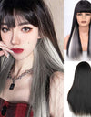 Heat Resistant Natural Hair Long Straight Wig With Bangs
