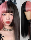 Heat Resistant Natural Hair Long Straight Wig With Bangs