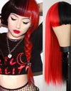 Heat Resistant Natural Hair Long Straight Wig With Bangs