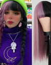 Heat Resistant Natural Hair Long Straight Wig With Bangs