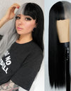 Heat Resistant Natural Hair Long Straight Wig With Bangs