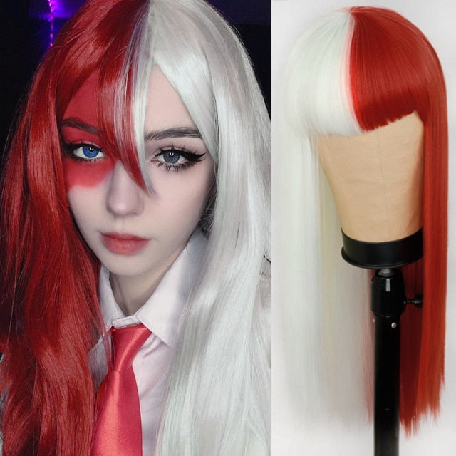 Heat Resistant Natural Hair Long Straight Wig With Bangs