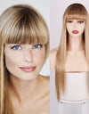 Heat Resistant Natural Hair Long Straight Wig With Bangs