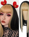 Heat Resistant Natural Hair Long Straight Wig With Bangs
