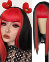 Heat Resistant Natural Hair Long Straight Wig With Bangs