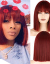 Heat Resistant Natural Hair Long Straight Wig With Bangs