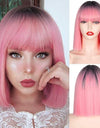 Heat Resistant Natural Hair Long Straight Wig With Bangs