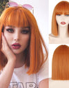 Heat Resistant Natural Hair Long Straight Wig With Bangs