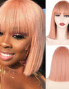 Heat Resistant Natural Hair Long Straight Wig With Bangs