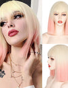 Heat Resistant Natural Hair Long Straight Wig With Bangs