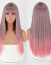 Heat Resistant Natural Hair Long Straight Wig With Bangs
