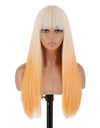 Heat Resistant Natural Hair Long Straight Wig With Bangs