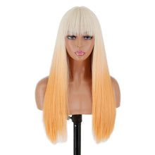 Load image into Gallery viewer, Heat Resistant Natural Hair Long Straight Wig With Bangs
