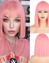 Heat Resistant Natural Hair Long Straight Wig With Bangs